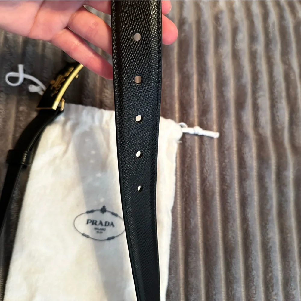 Prada Square Logo Plate Saffiano Leather Belt size 70 - Picture 8 of 9